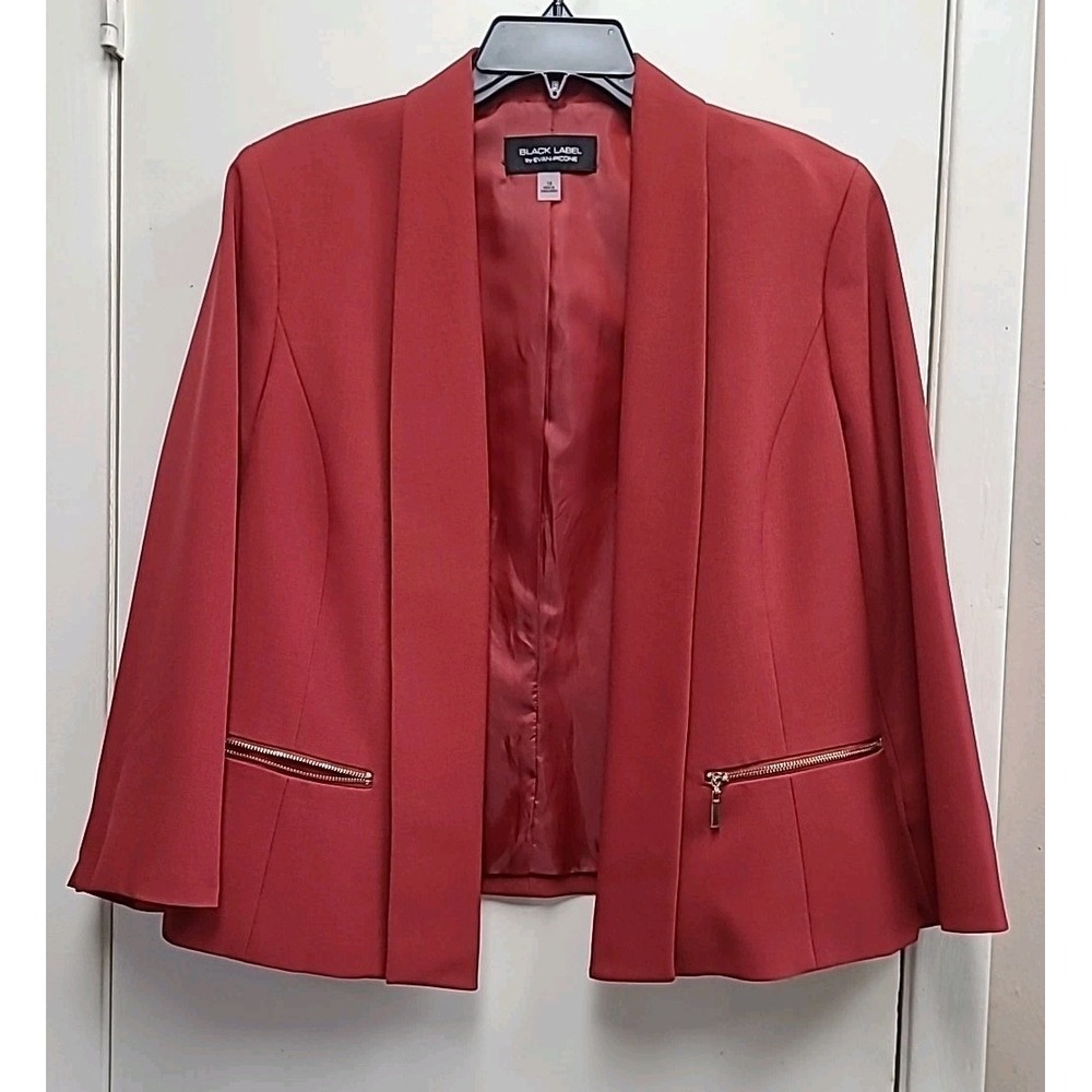 Black Label‎ By Evan Picone Red Auburn Blazer Jacket Women's Size 14